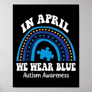 In april Draag we de blauwe maand van het bewustzi Poster
