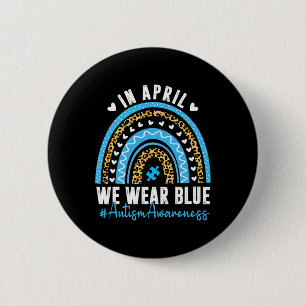 In april Draag we de blauwe maand van het bewustzi Ronde Button 5,7 Cm