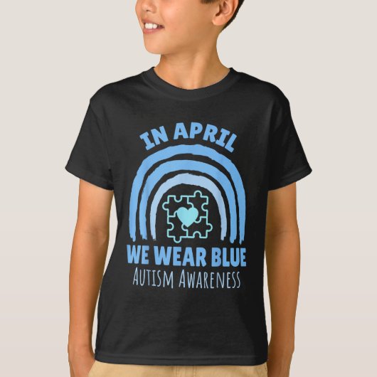 In april Draag we de blauwe maand van het bewustzi T-shirt (Voorkant)