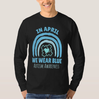 In april Draag we de blauwe maand van het bewustzi T-shirt