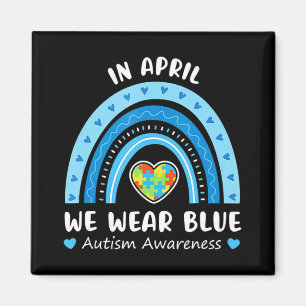 In april Draag we de blauwe regenboogautisme Puz Magneet