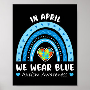 In april Draag we de blauwe regenboogautisme Puz Poster