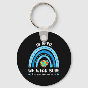 In april Draag we de blauwe regenboogautisme Puz Sleutelhanger