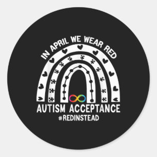 In april Draag we de goedkeuring van Red Autism Aw Ronde Sticker