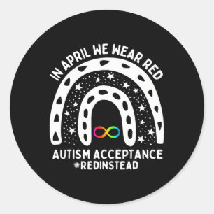 In april Draag we de goedkeuring van Red Autism Aw Ronde Sticker