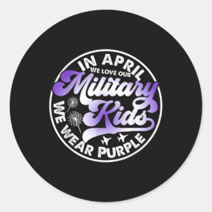 In april Draag we de Paarse Militaire Kind Maand M Ronde Sticker