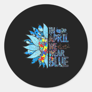 In april Draag we de speciale Edu Blue Autism Awar Ronde Sticker