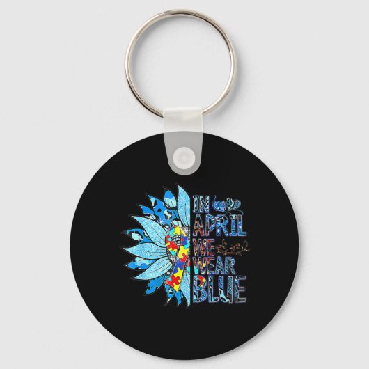 In april Draag we de speciale Edu Blue Autism Awar Sleutelhanger (Voorkant)
