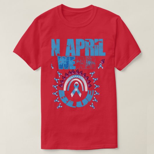 In april Draag we het bewustzijn van blauwe autism T-shirt (Design voorkant)
