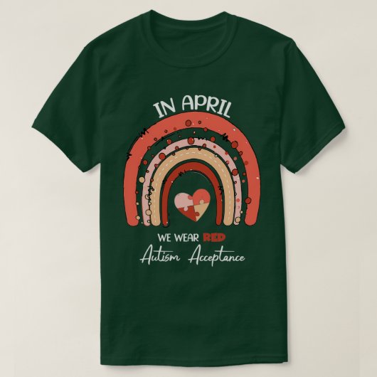 In april Draag we het bewustzijn van de Rode Autis T-shirt (Design voorkant)