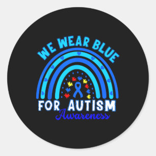 In april Draag we het Blue Autism Awareness Kind W Ronde Sticker