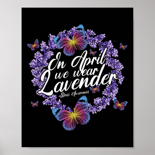 In april Draag we Lavendel Stress Awareness Maand Poster (Voorkant)