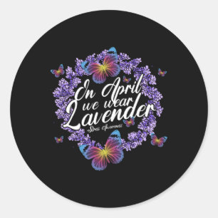 In april Draag we Lavendel Stress Awareness Maand  Ronde Sticker