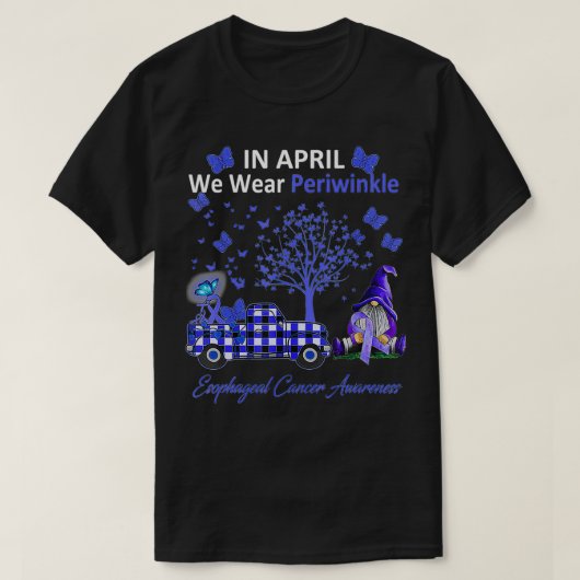 In april Draag we Periwinkle Esophageal Cancer Awa T-shirt (Design voorkant)