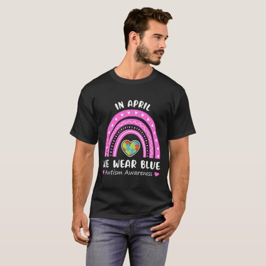 In april Draag we roze autisme op waren T-shirt (Voorkant volledig)