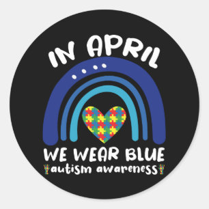 In april dragen we blauw: Autism Awareness Month Ronde Sticker