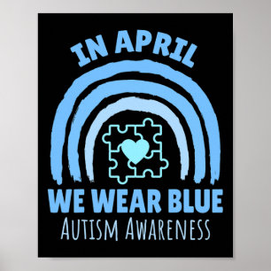 In april dragen we blauw Autisme Acceptatie Maand Poster