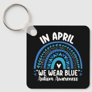 In april dragen we blauw autismegerelateerde regen sleutelhanger