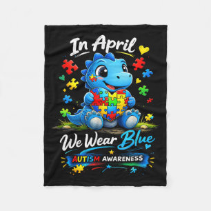 In april dragen we blauwe autisme bewustzijn dinos fleece deken