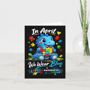 In april dragen we blauwe autisme bewustzijn dinos kaart