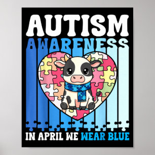 In April dragen we Blauwe Autisme Bewustzijn Koebe Poster