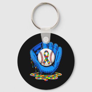 in april dragen we blauwe autisme honkbal drip man sleutelhanger