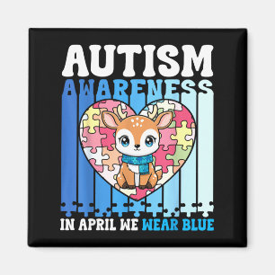 In April dragen we Blauwe Autismebewustzijn Hert P Magneet
