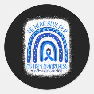 in april dragen we blauwe autismedag mannen vrouwe ronde sticker
