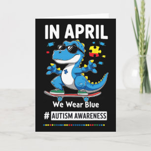 In April dragen we blauwe grappige skateboardende  Kaart