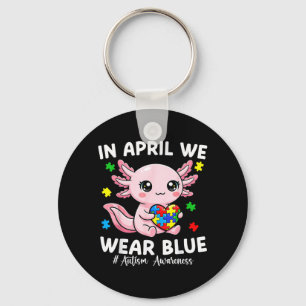 in april dragen we blauwe kinder meisjes autisme b sleutelhanger