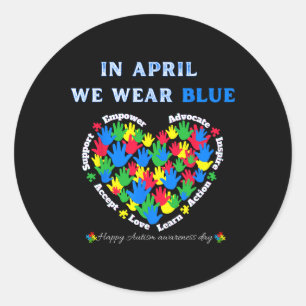 In april hebben we Blue Draag voor World Autism Aw Ronde Sticker