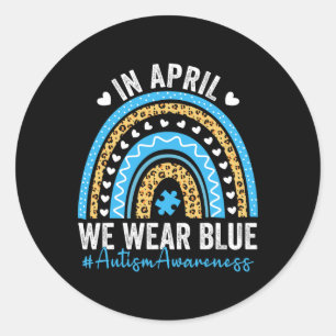 In april hebben we Blue Rainbow Autism Awareness T Ronde Sticker