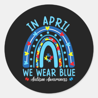 In april hebben we Blue Rainbow Autism Awareness T Ronde Sticker