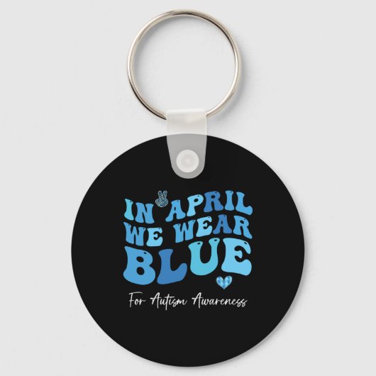 In april hebben we de Blue Ribbon Autism Awareness Sleutelhanger (Voorkant)