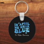 In april hebben we de Blue Ribbon Autism Awareness Sleutelhanger (Voorkant)
