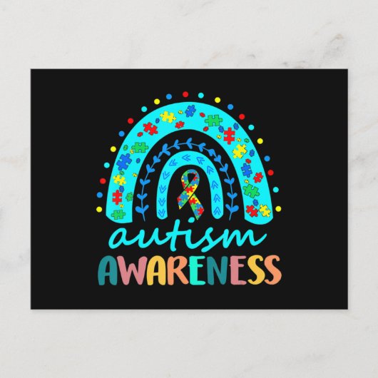 In April We Wear Blue Autism Rainbow Awareness Mon Briefkaart (Voorkant)