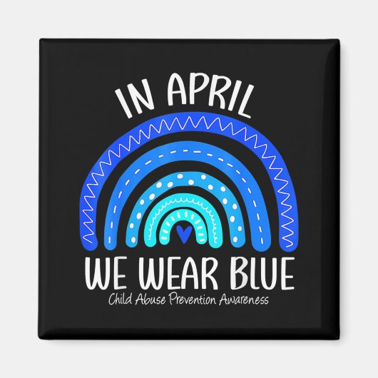 In April We Wear Blue Child Abuse Prevention Aware Magneet (Voorkant)
