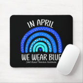 In April We Wear Blue Child Abuse Prevention Aware Muismat (Met muis)