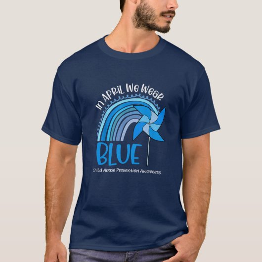 In April We Wear Blue Child Abuse Prevention Aware T-shirt (Voorkant)