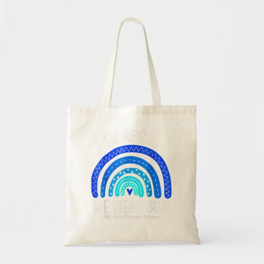 In April We Wear Blue Child Abuse Prevention Aware Tote Bag (Voorkant)