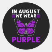 In augustus Draag we Paars. Overdosering Ronde Sticker (Voorkant)