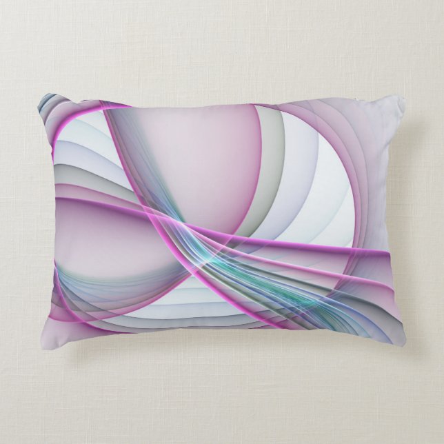 In Beweging, Moderne Abstract Kleurrijke Fractale  Accent Kussen (Voorkant)
