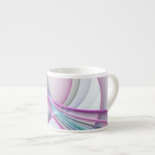 In Beweging, Moderne Abstract Kleurrijke Fractale Espresso Kop (Voorkant rechts)