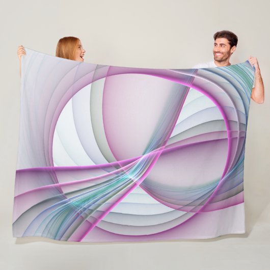 In Beweging, Moderne Abstract Kleurrijke Fractale Fleece Deken (In situ)