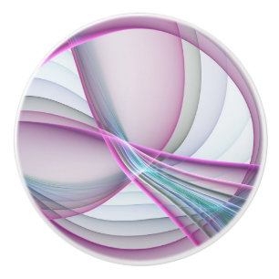 In Beweging, Moderne Abstract Kleurrijke Fractale  Keramische Knop