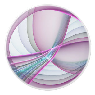 In Beweging, Moderne Abstract Kleurrijke Fractale  Keramische Knop