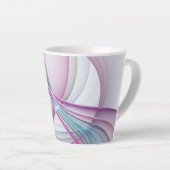 In Beweging, Moderne Abstract Kleurrijke Fractale Latte Mok (Rechterhoek)