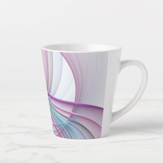 In Beweging, Moderne Abstract Kleurrijke Fractale Latte Mok (Rechts)