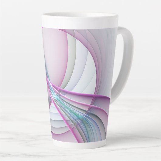 In Beweging, Moderne Abstract Kleurrijke Fractale  Latte Mok (Rechterhoek)