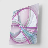 In Beweging, Moderne Abstract Kleurrijke Fractale Vierkante Klok (Hoek)